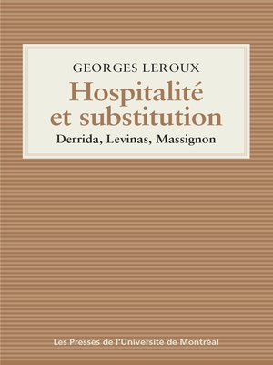 cover image of Hospitalité et substitution